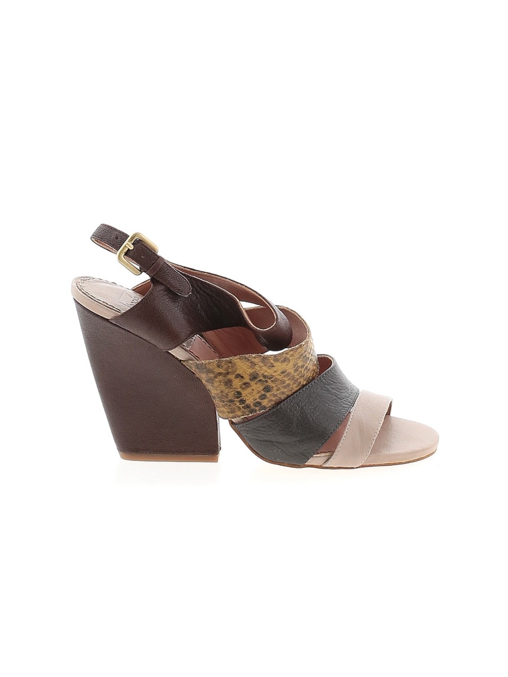 Women's Multi-Strip Leather Sandals in Brown, Black & Tan